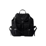 PRADA Re-Nylon silver hardware accessories backpack for men in black
